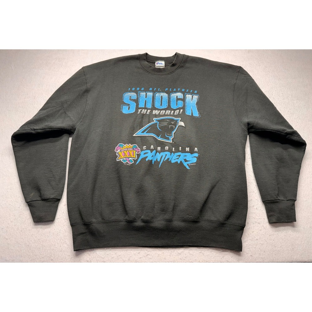 Vintage 90s Carolina Panthers Sweatshirt XXL Pro Player Shock The World 1996 USA